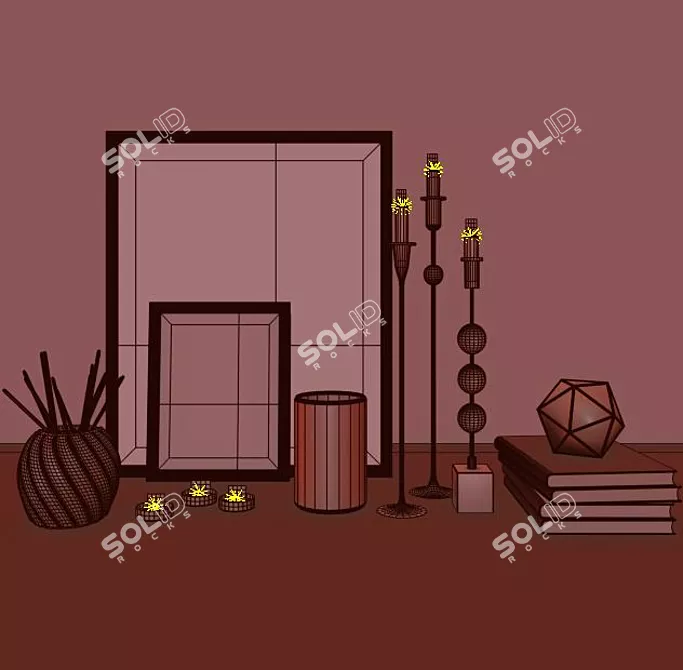 Elegant Home Decor Set 3D model image 5