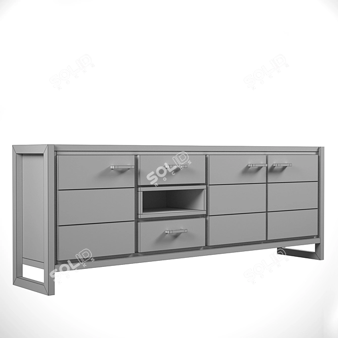 Zara Natural Wood Buffet - 3 Doors, 2 Drawers 3D model image 2