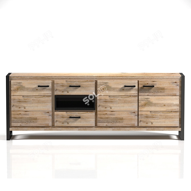 Zara Natural Wood Buffet - 3 Doors, 2 Drawers 3D model image 3