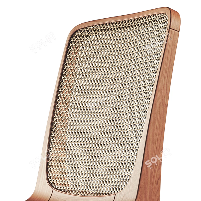 Rustic Rattan Dining Chair 3D model image 4