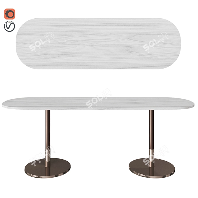 Elegant Oval Wood Stiletto Console 3D model image 4