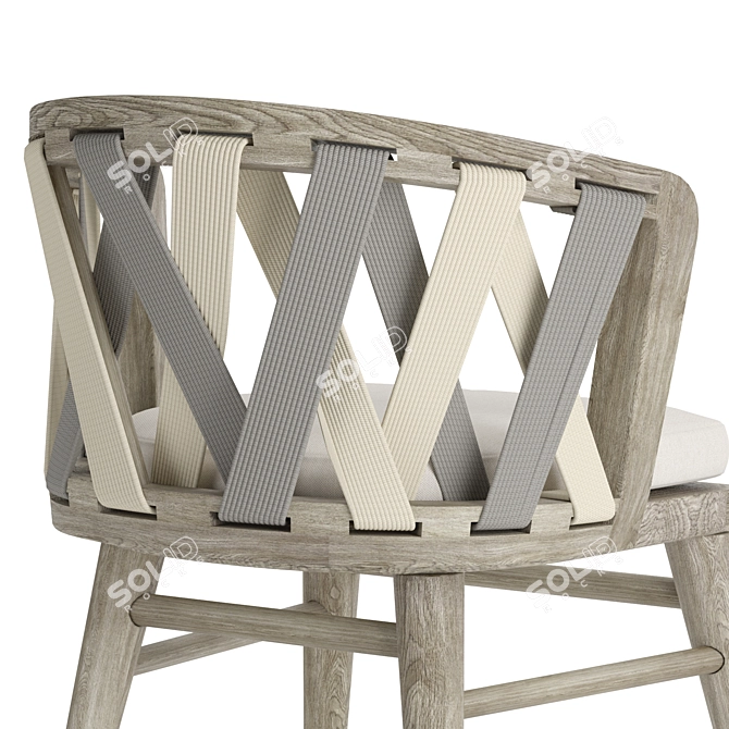 Teak and Synthetic Rope Outdoor Chair 3D model image 2