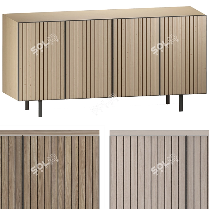 Sombre Steel White Oak Veneer Credenza 3D model image 3