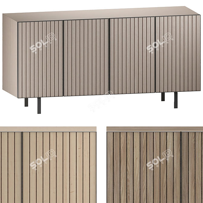 Sombre Steel White Oak Veneer Credenza 3D model image 4