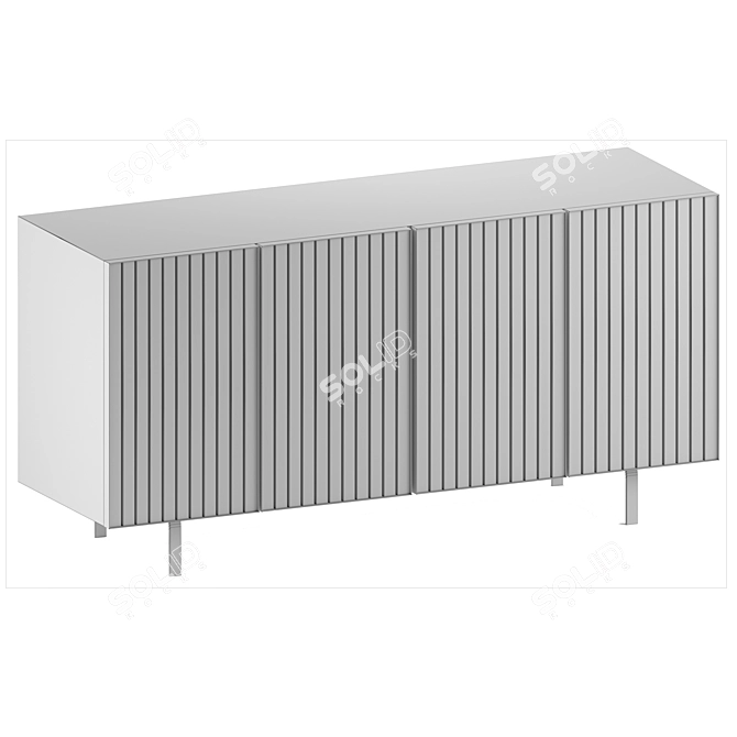 Sombre Steel White Oak Veneer Credenza 3D model image 5