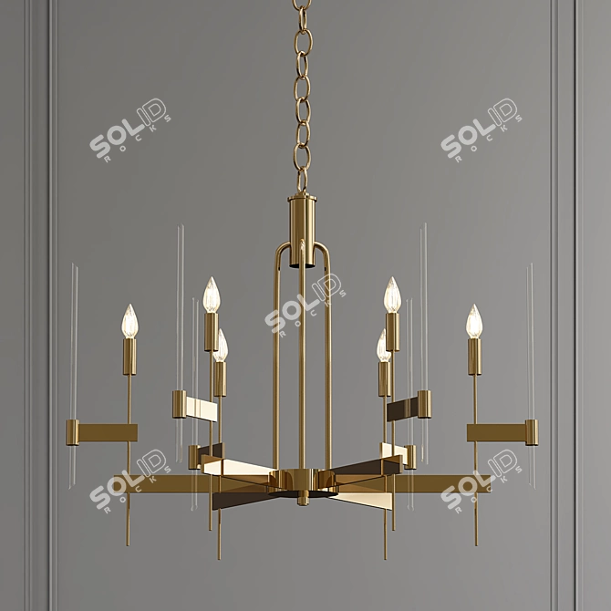 Elegant Brass Chandelier: Bari Light 3D model image 1