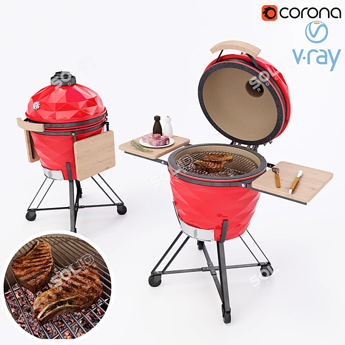 Ultimate Kamado Grill: 2014 Design 3D model image 7