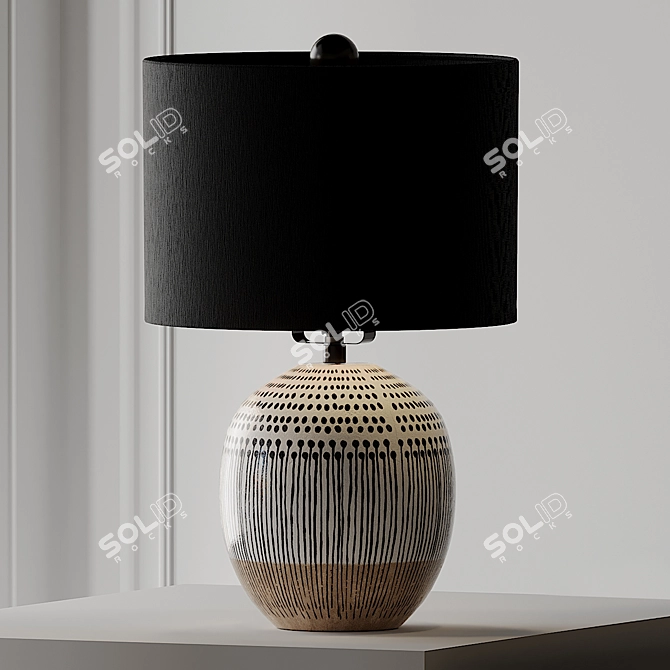 Hand-painted Uteki Table Lamp 3D model image 1