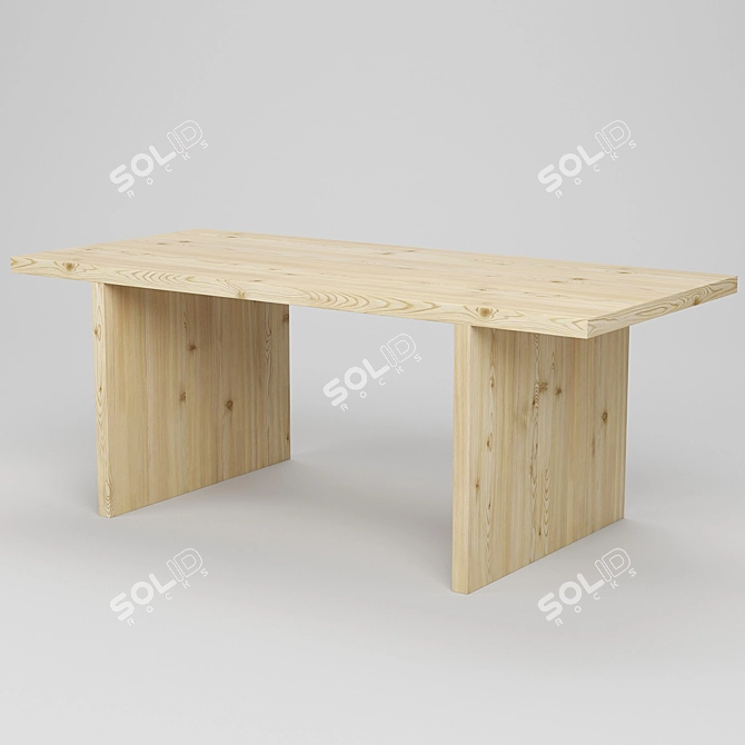 Modern Dining Table Set - Orange Molded Plastic, Black Wood Legs 3D model image 3