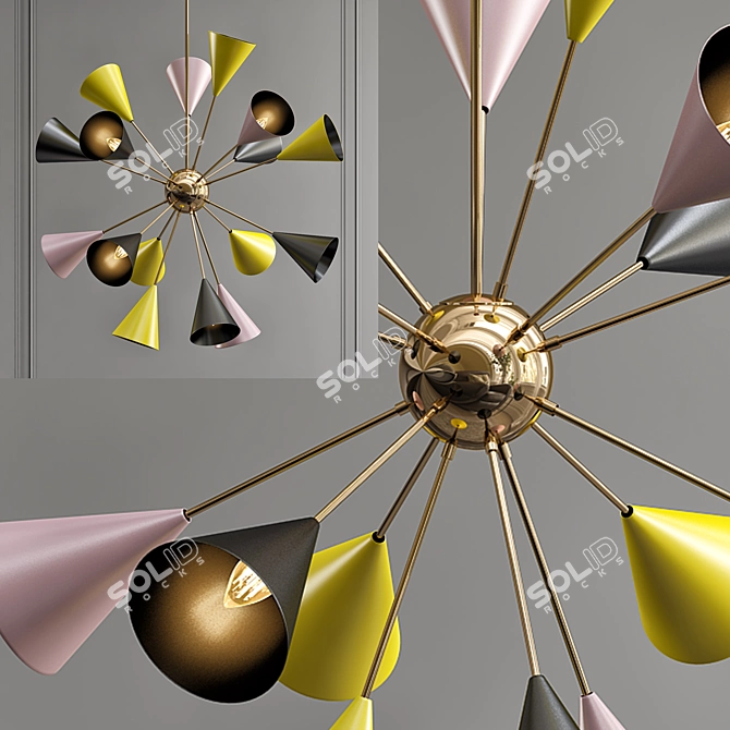 HUGE Sputnik Chandelier - Colorful & Multi-Part 3D model image 2