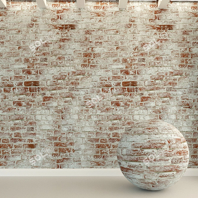 Vintage Brick Wall Texture 3D model image 1