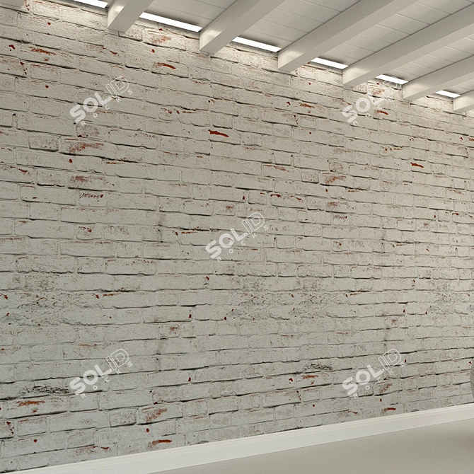 Vintage Red Brick Wall 3D model image 2