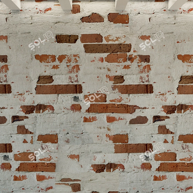 Authentic Antique Brick Wall 3D model image 3