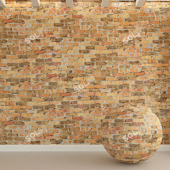 Vintage Brick Wall: Old, Historical, Red 3D model image 1