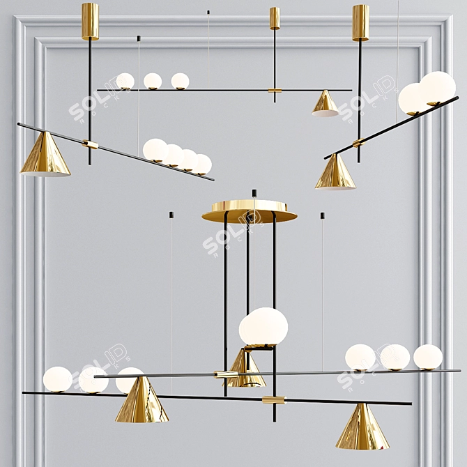 Skagen Metal and Glass Pendant Light 3D model image 1