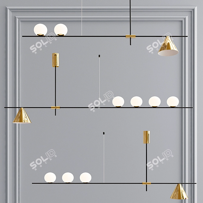 Skagen Metal and Glass Pendant Light 3D model image 2