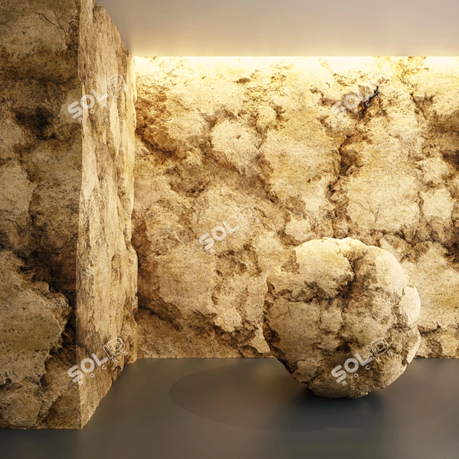 Orange Cliff Rocks 4k VRAY 3D model image 2