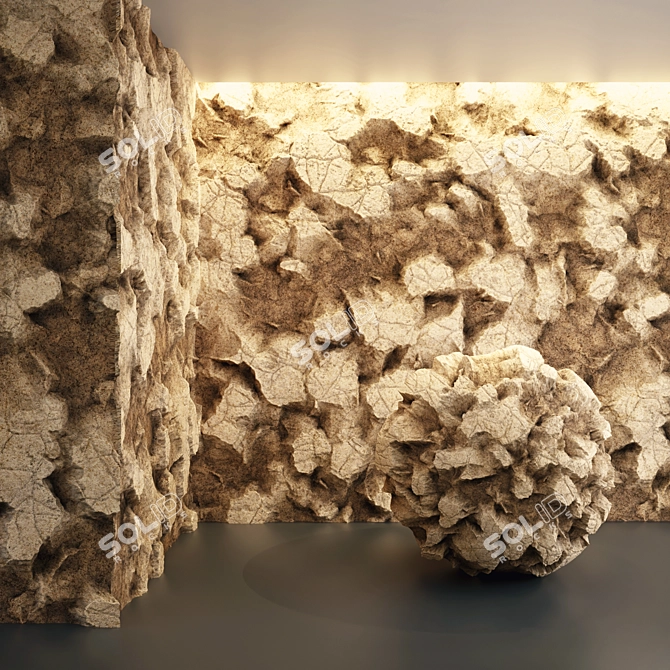 Damaged Cliff Rocks VRAY 3D 3D model image 2