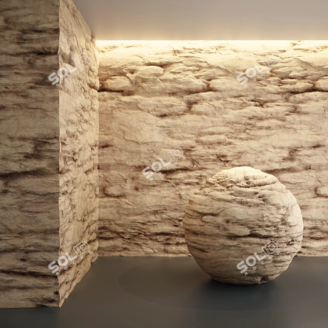 Orange Cliff Rocks for VRAY 3D model image 2