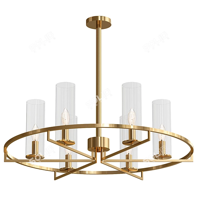 Gotta Chen: Modern Brass and Glass Pendant Light 3D model image 1