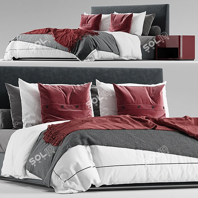 Modern Minotti Powell Bed 3D model image 7