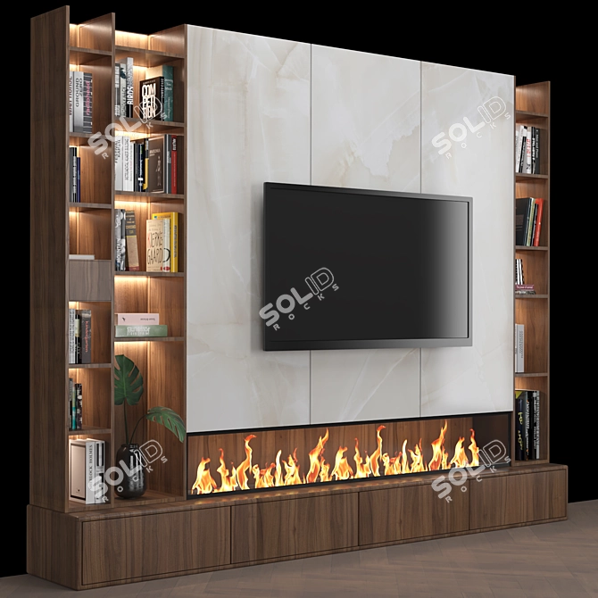 Modular TV Wall Unit - Easy Size Editing - V-Ray and Corona Render Compatible 3D model image 2