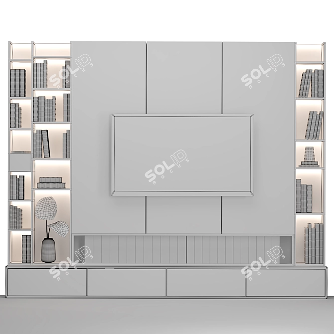 Modular TV Wall Unit - Easy Size Editing - V-Ray and Corona Render Compatible 3D model image 4