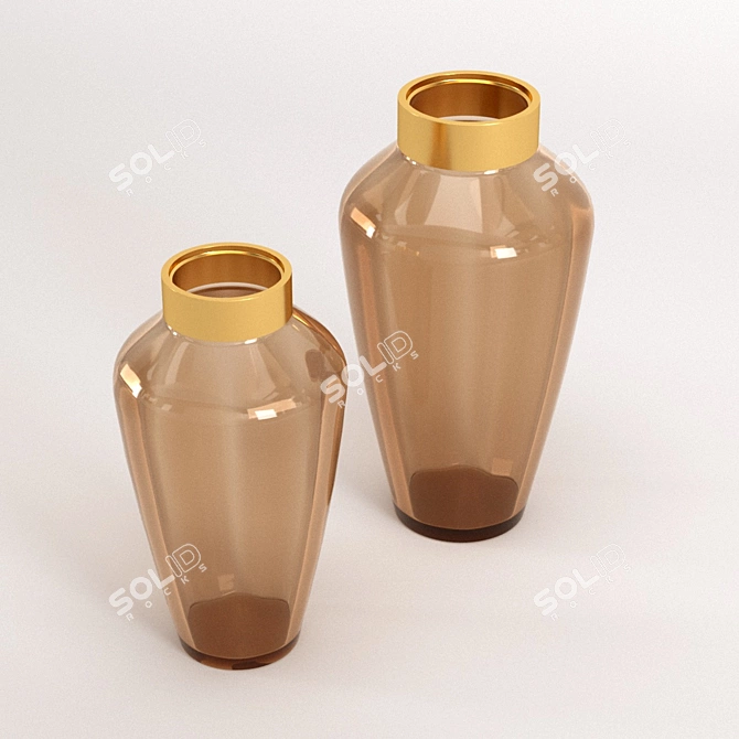 Golden Rim Glass Vase 3D model image 1