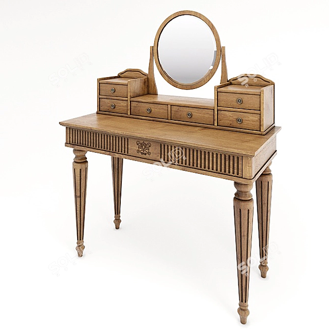 Justin Oak Dressing Table 3D model image 3