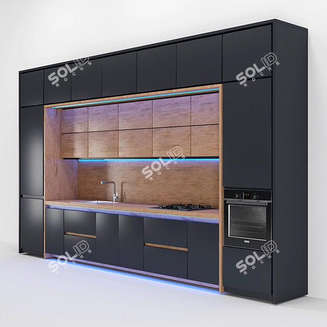 Custom Kitchen Furniture with Built-in Appliances 3D model image 1