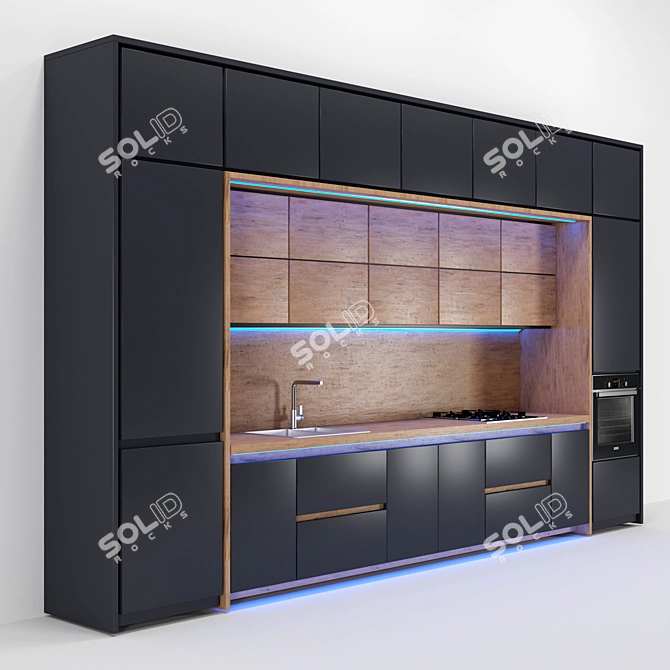 Custom Kitchen Furniture with Built-in Appliances 3D model image 2