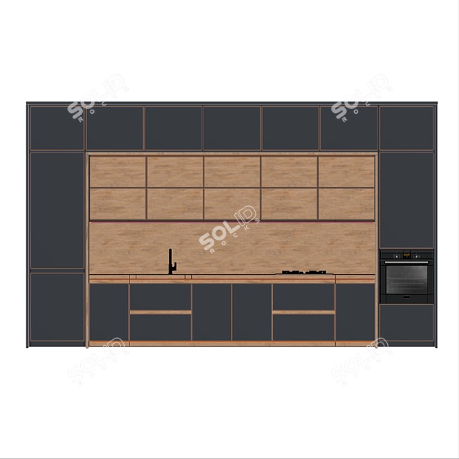 Custom Kitchen Furniture with Built-in Appliances 3D model image 3