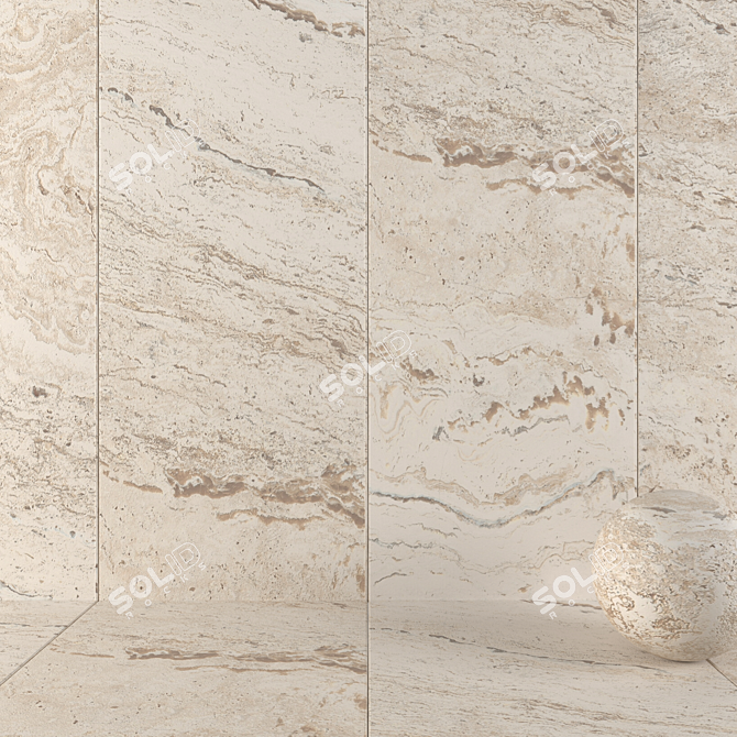 Antico Ivory Stone Wall Tiles Set 3D model image 1