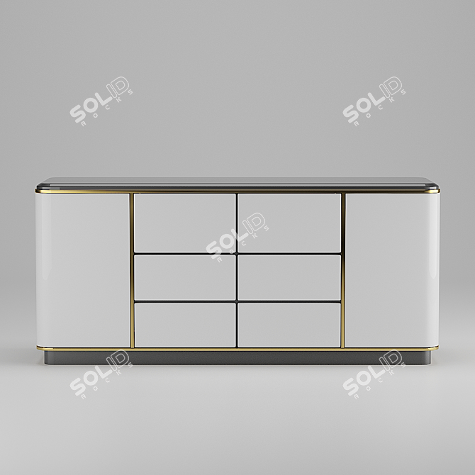 Modern Chest Round with Drawers & Doors 3D model image 1