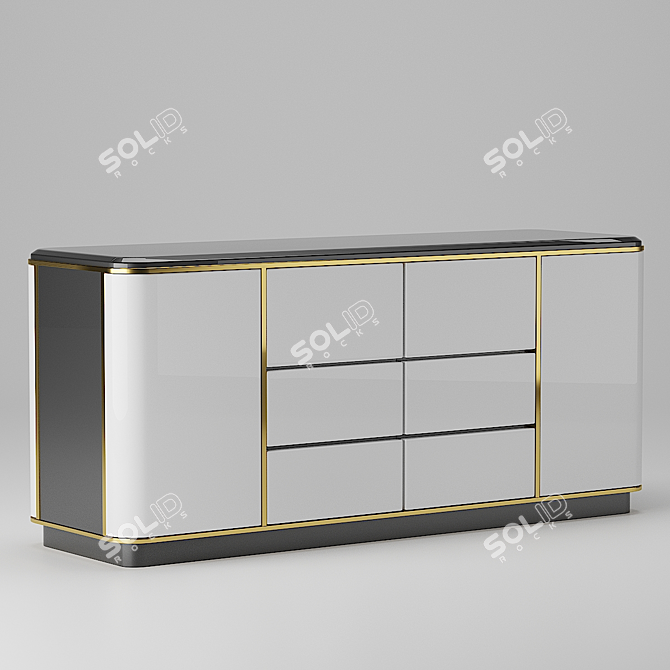 Modern Chest Round with Drawers & Doors 3D model image 3