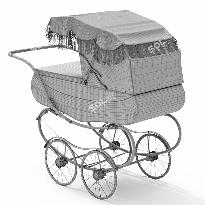 1960s Vintage Restmor Carriage Pram 3D model image 5