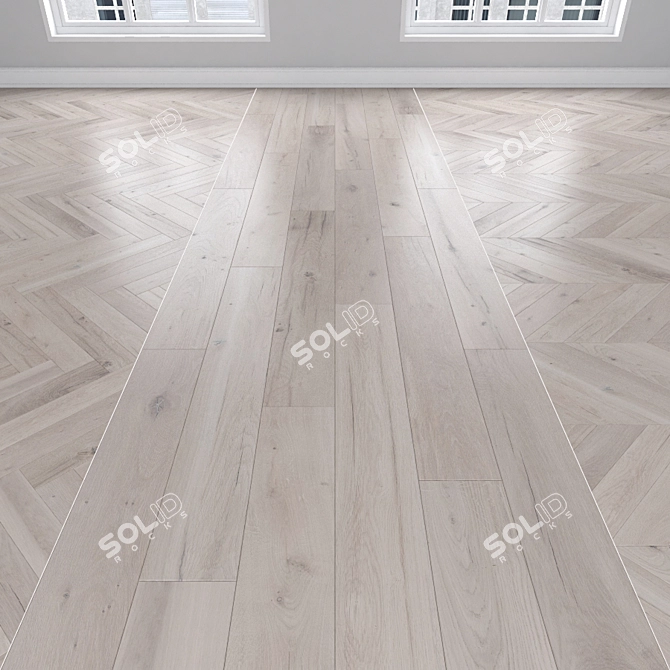 White Oak Parquet: Herringbone, Linear, Chevron 3D model image 1