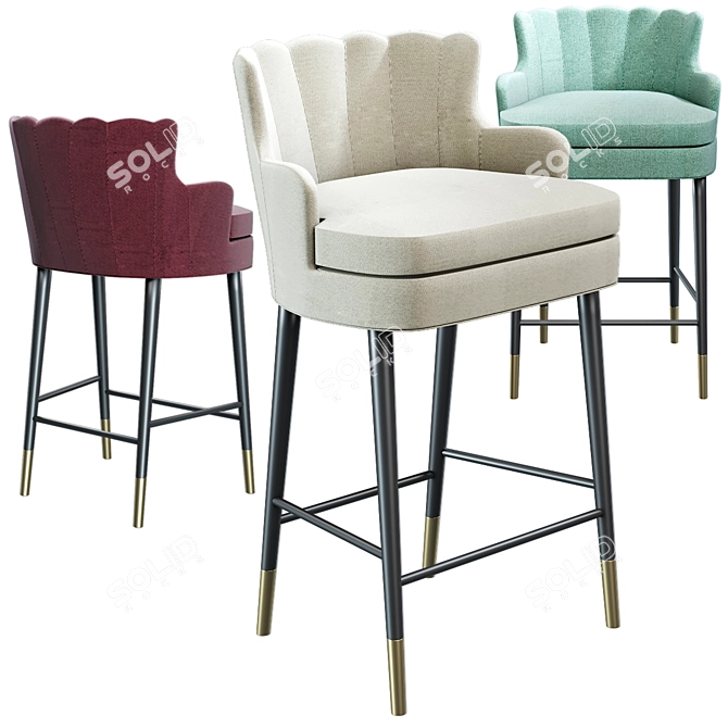 Sleek Rock Hill Bar Chair 3D model image 1