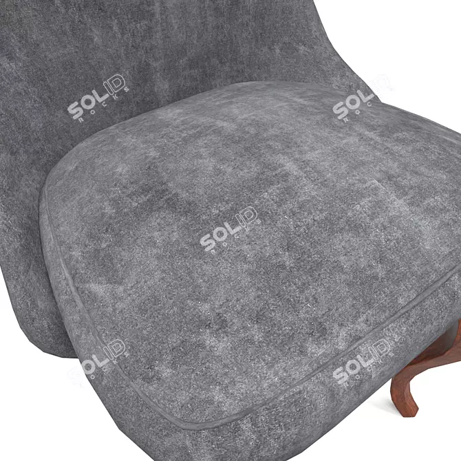 Classic Chesterfield Chair: Chrome Button, Wooden Legs 3D model image 2