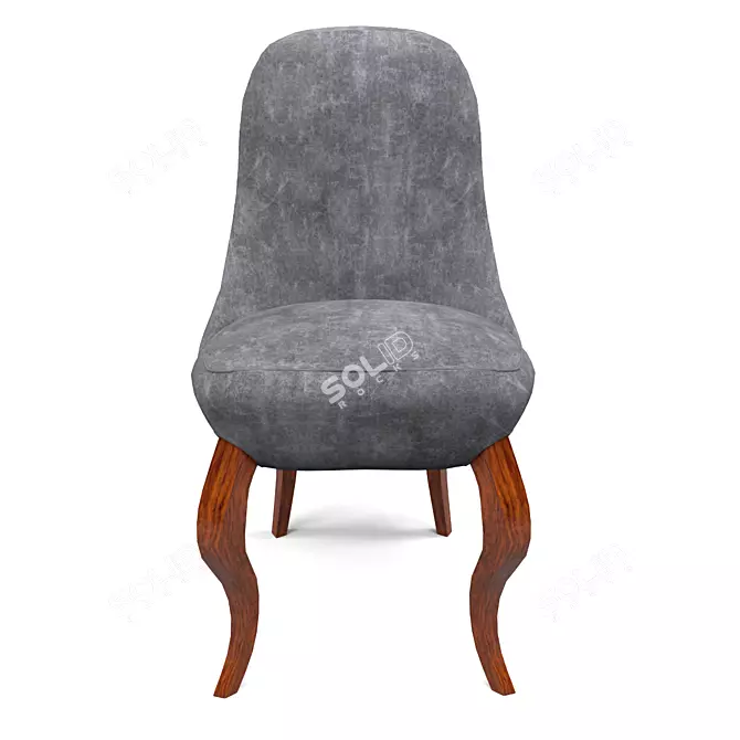 Classic Chesterfield Chair: Chrome Button, Wooden Legs 3D model image 3
