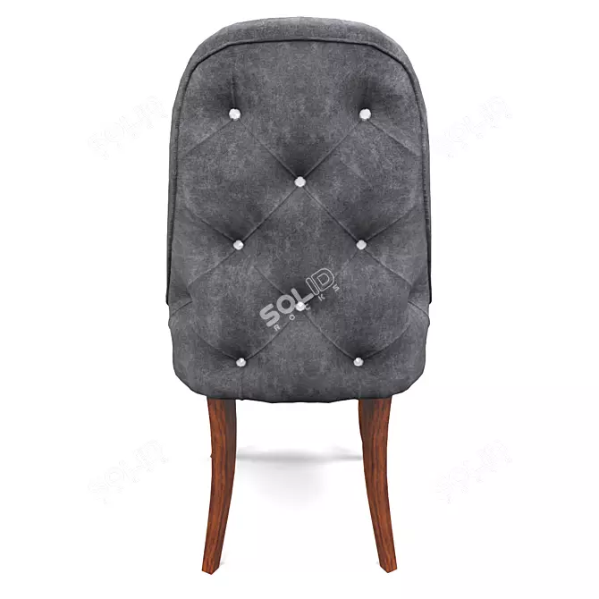 Classic Chesterfield Chair: Chrome Button, Wooden Legs 3D model image 4