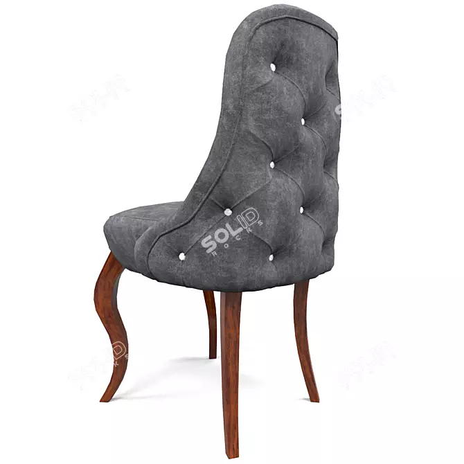 Classic Chesterfield Chair: Chrome Button, Wooden Legs 3D model image 5