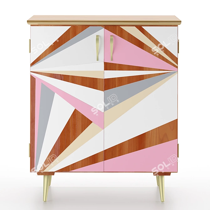  Retro Pink Flash Vinyl Cabinet 3D model image 1