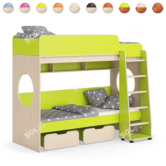 Legenda K07 + LP04 Modular Children's Bed 3D model image 6