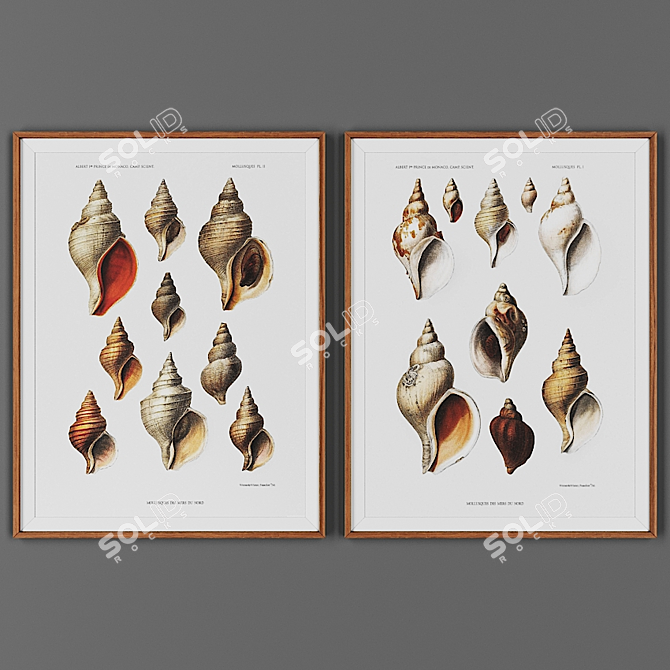 Wooden Frame Picture Set 3D model image 1