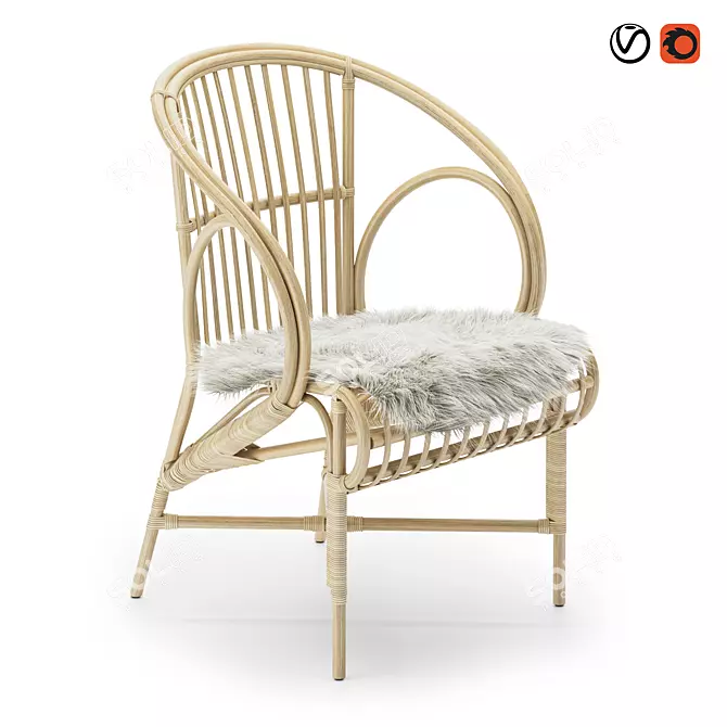  Rustic Rattan Bliss Chair 3D model image 1