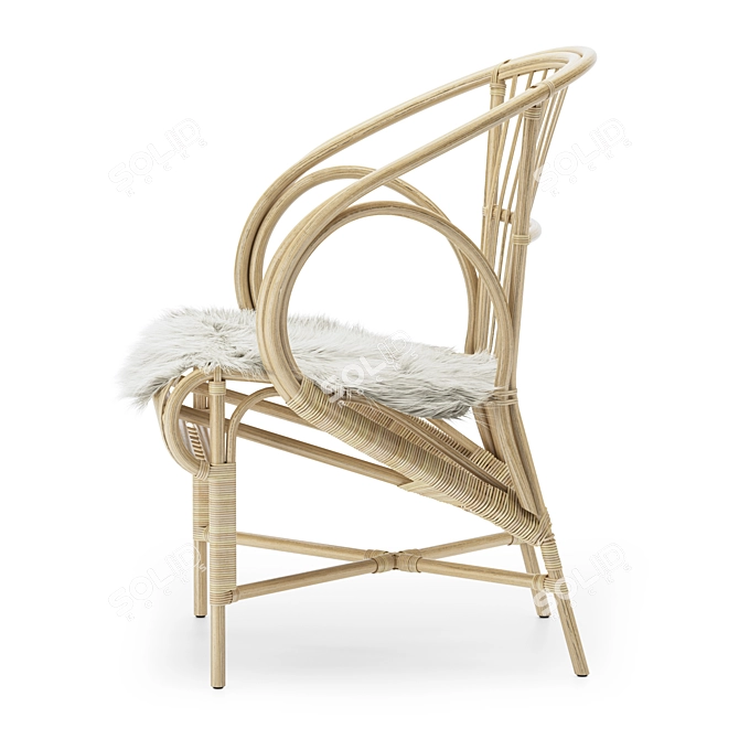  Rustic Rattan Bliss Chair 3D model image 2