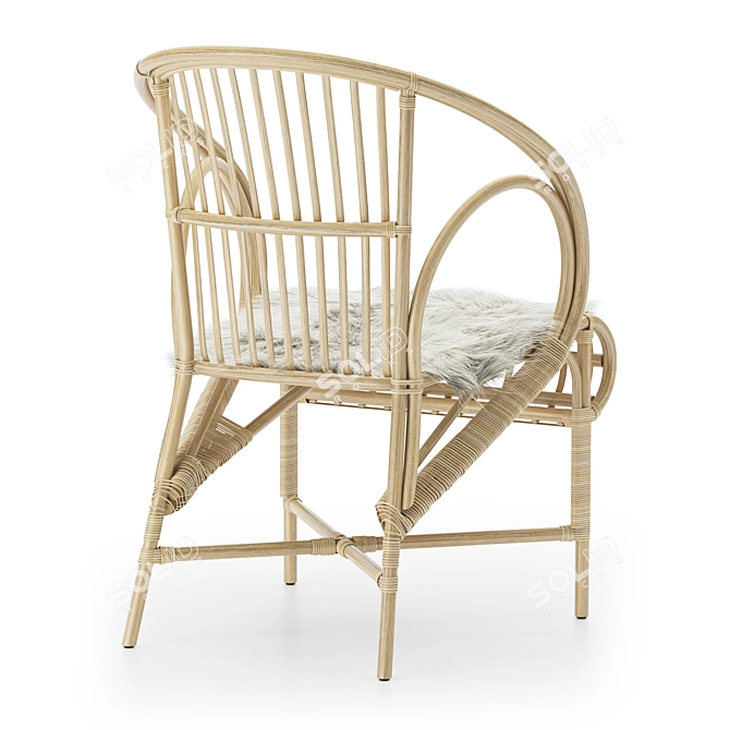  Rustic Rattan Bliss Chair 3D model image 3