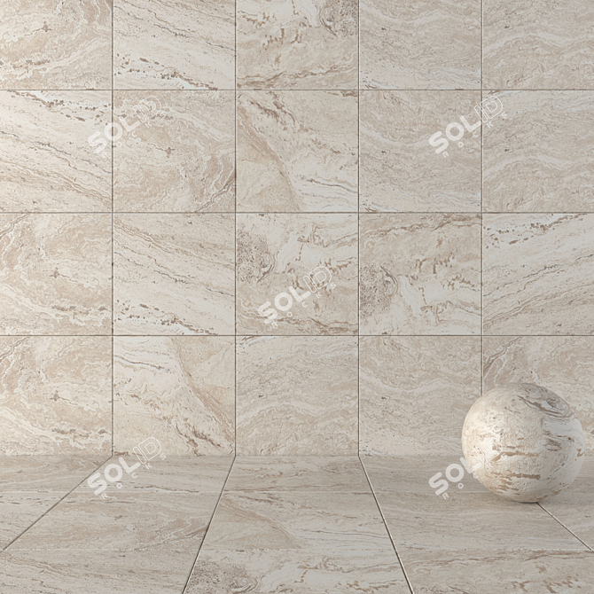 Antico Ivory Stone Wall Tiles Set 3D model image 1