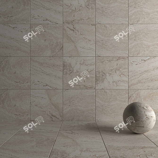 Antico Ivory Stone Wall Tiles Set 3D model image 4